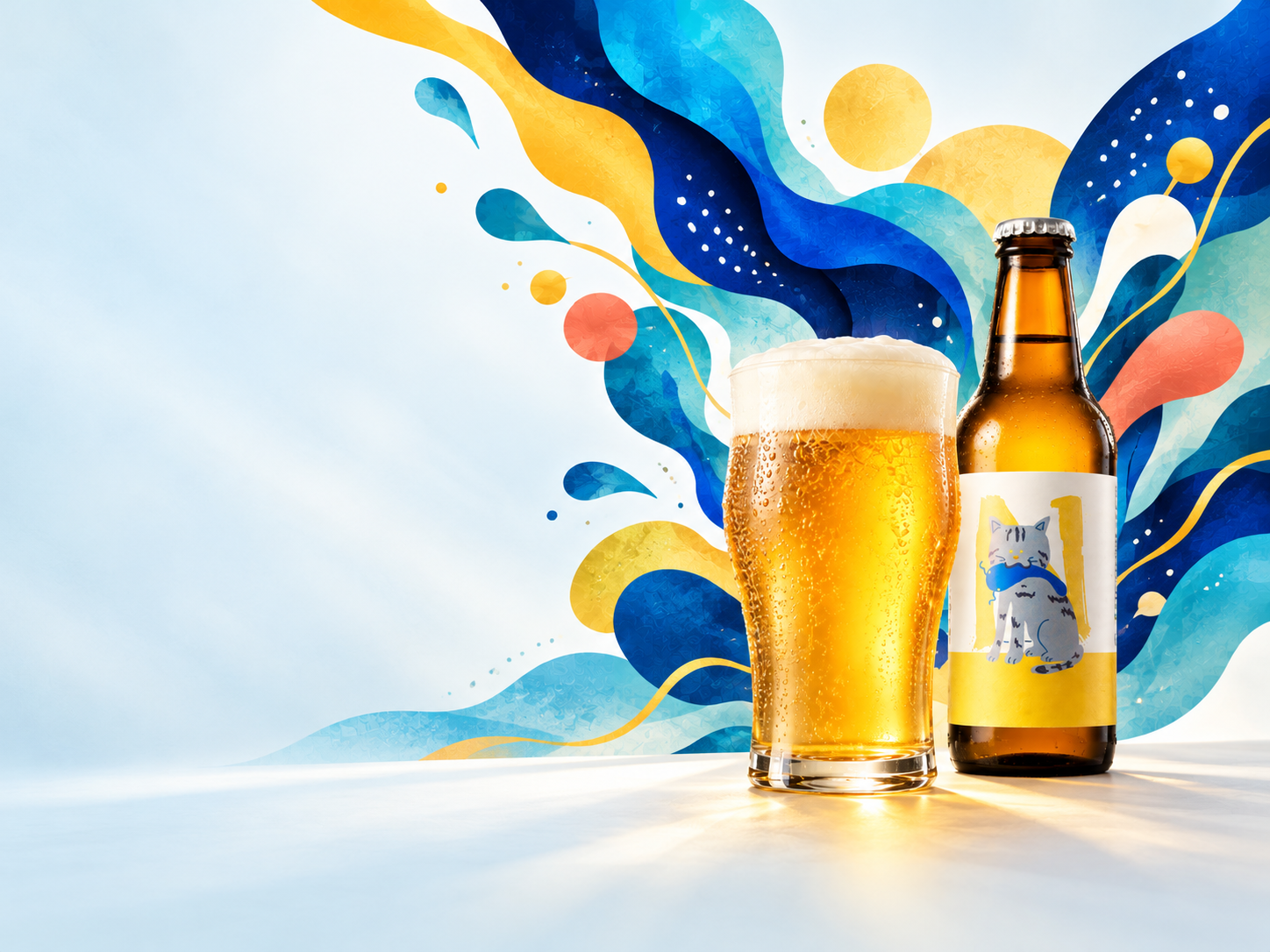 エヌブルーイングのビールと味覚の広がりを表現したビジュアル